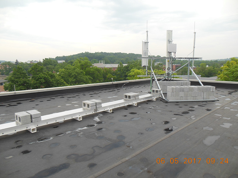 A more completed placement of the cell antennas on top of Boyer Hall.