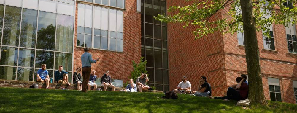 Students in class outside of Boyer