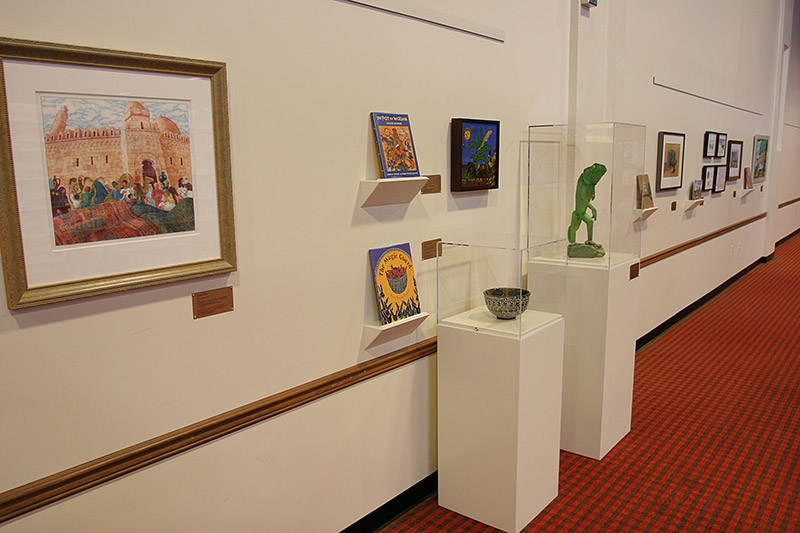 Artworks and sculptures at the Murray Library.