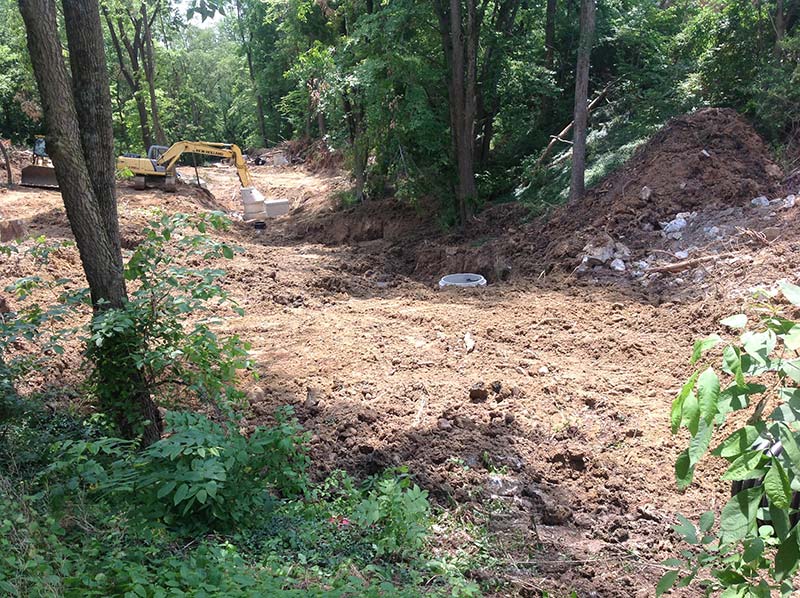 Dug up ground for Ravine restoration process