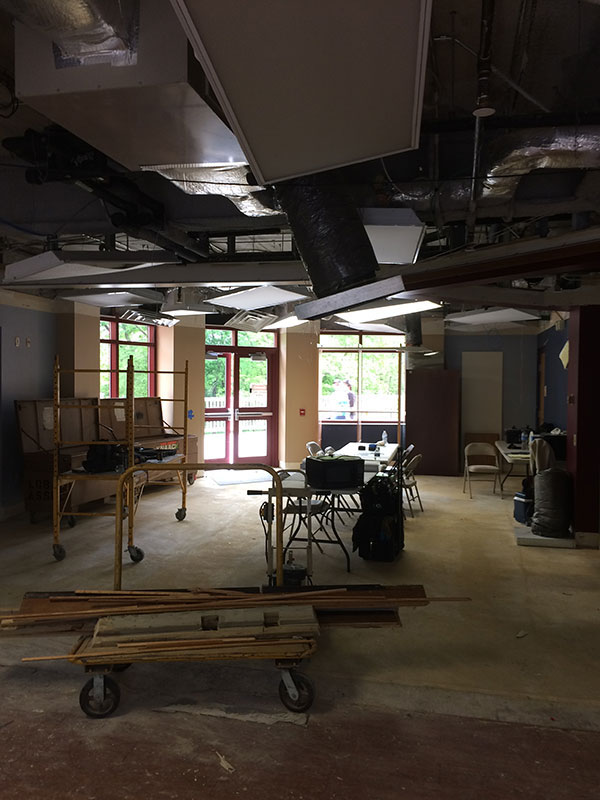 Renovation progress of Charles Frey Commuter Lounge.