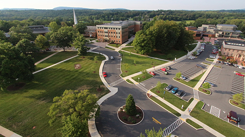 An overhead shot of the Messiah University campus