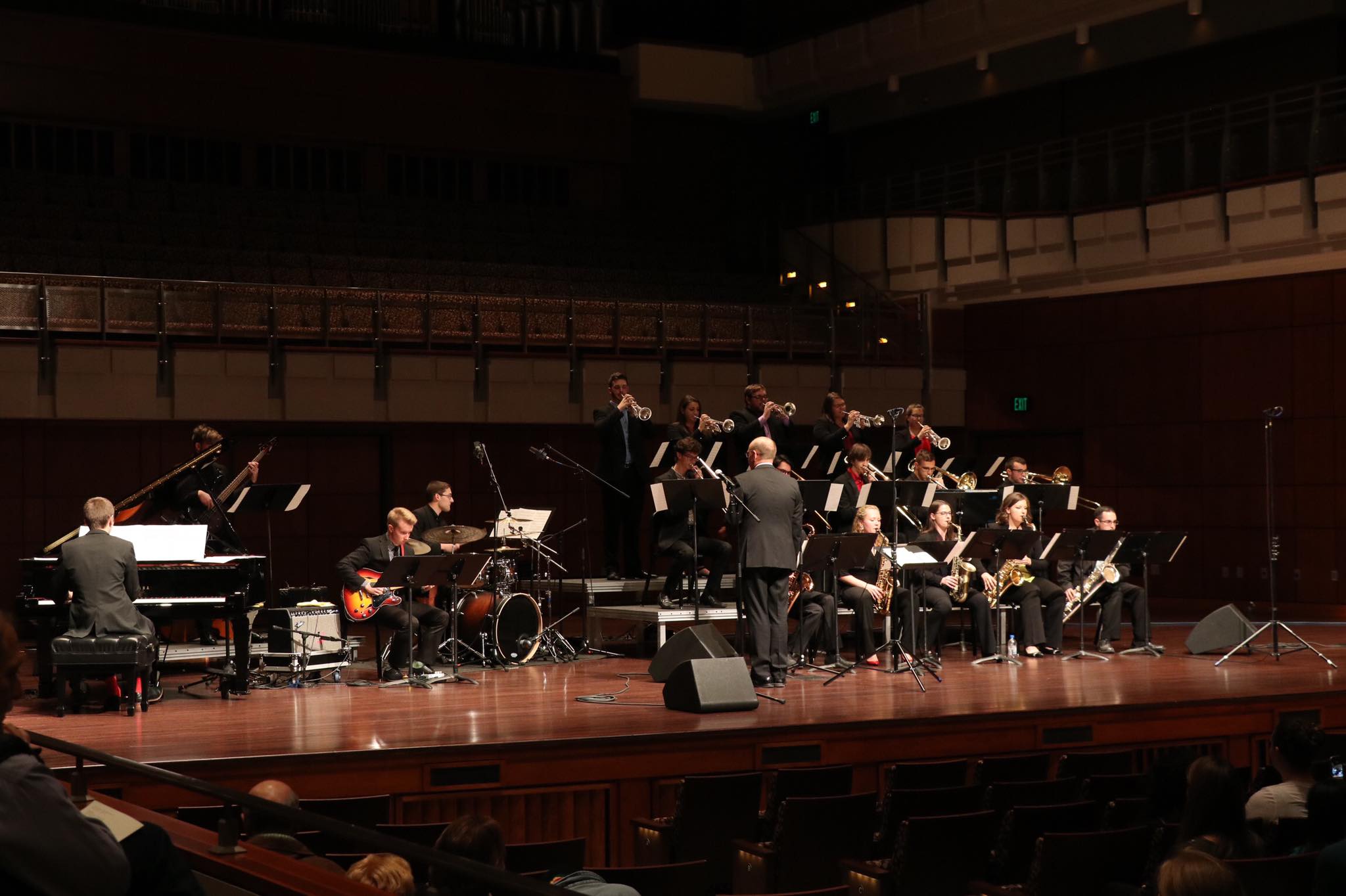 Students playing the saxophone during a Jazz ensemble.