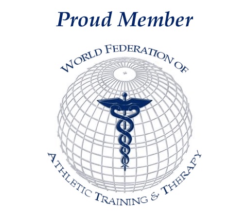 A logo that says "Proud member world federation of athletic training and therapy."