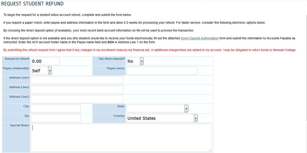 Refund screen 1