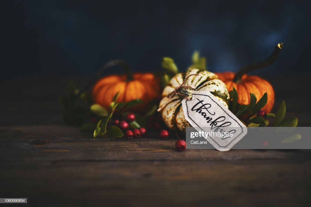 Pumpkin with Thankful tag 