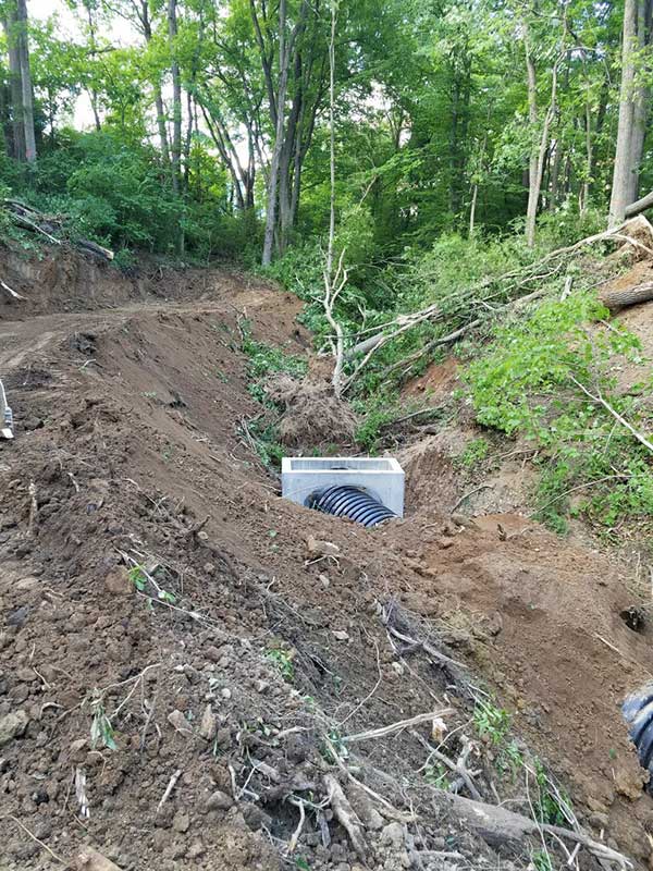 Dug up ground from ravine restoration project