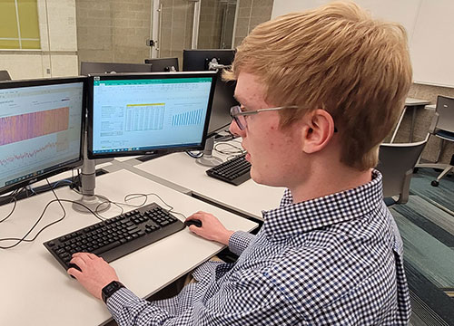 Student at computer