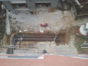 Underground piping going in