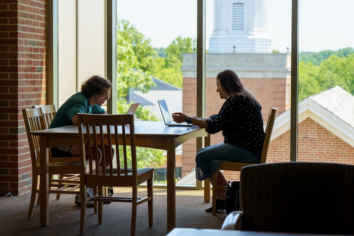 Students studying together at the library.