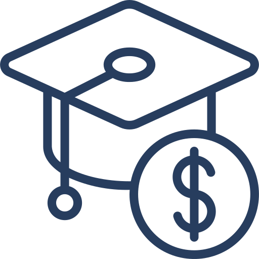 line art of graduation cap with coin