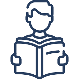 Line art of student reading book