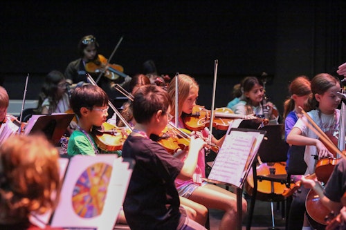 Elementary students at orchestra camp