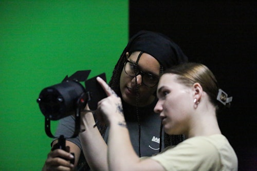 Students at the young filmmakers' workshop. 