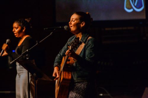 A chapel band performing. 