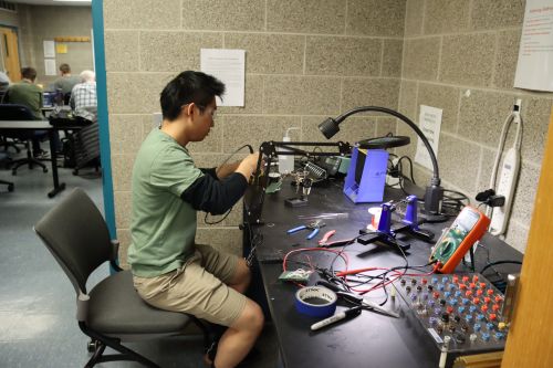 Students working on the ALS alert system project