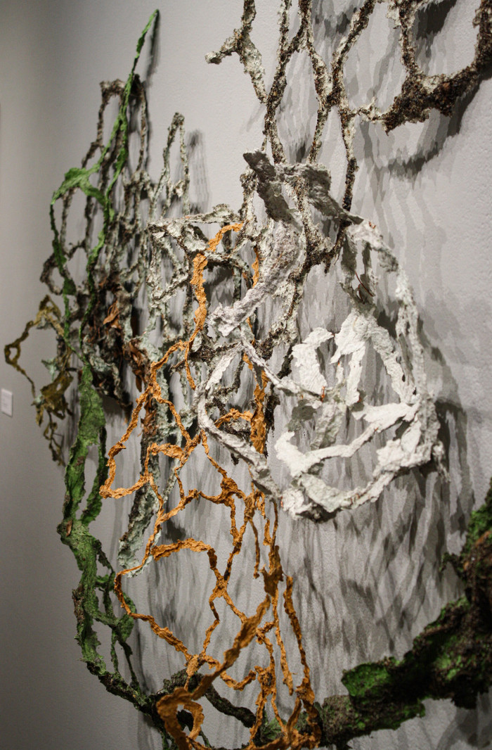 Close up of a wall hanging sculpture