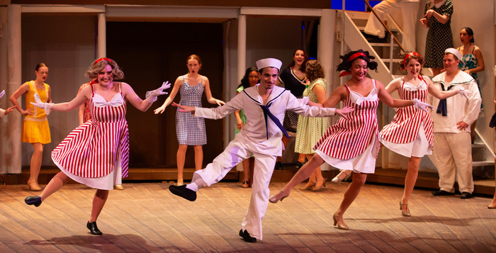 Students performing in Anything Goes.