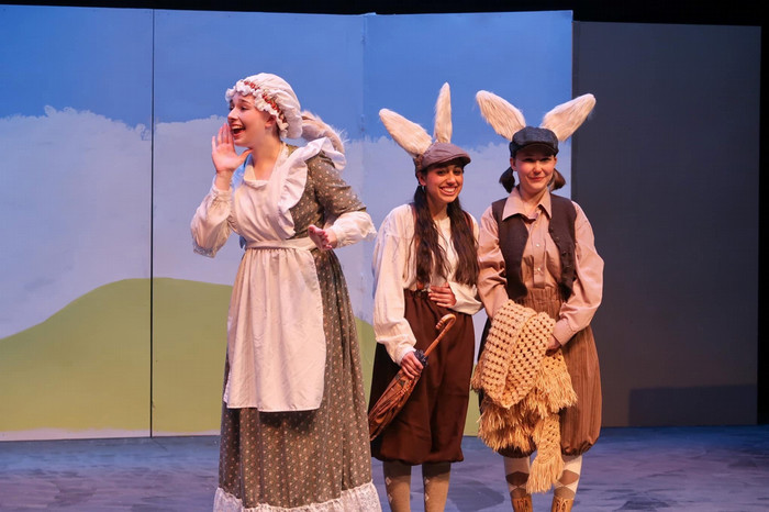 Performers on stage during the production of Peter Rabbit and Me.