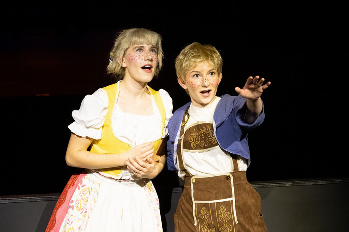 Performers on stage during the production of Hansel and Gretel.