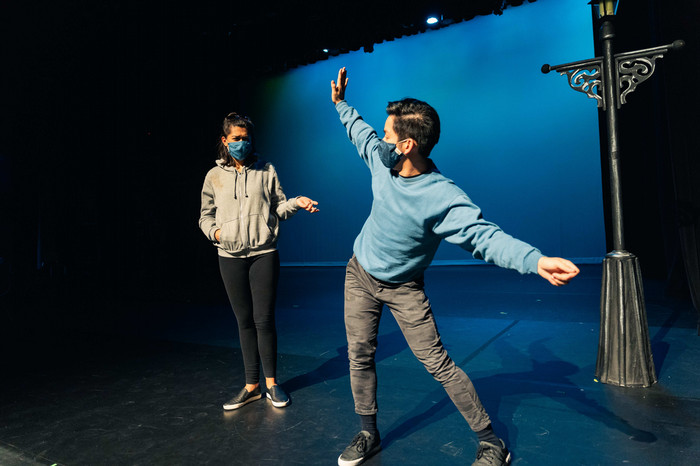 Performers on stage during the production of Fall Senior Series '20.