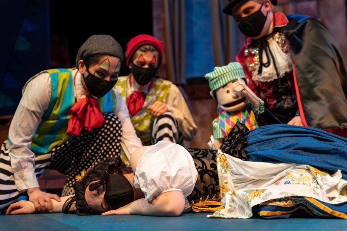Performers on stage during the production of Snow White and the Seven Dwarfs as Performed by TJ Barker's Troupe of Theatricals.