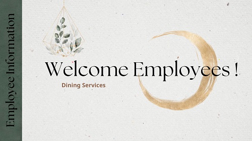 A "welcome employees" greeting for the Dining Services page