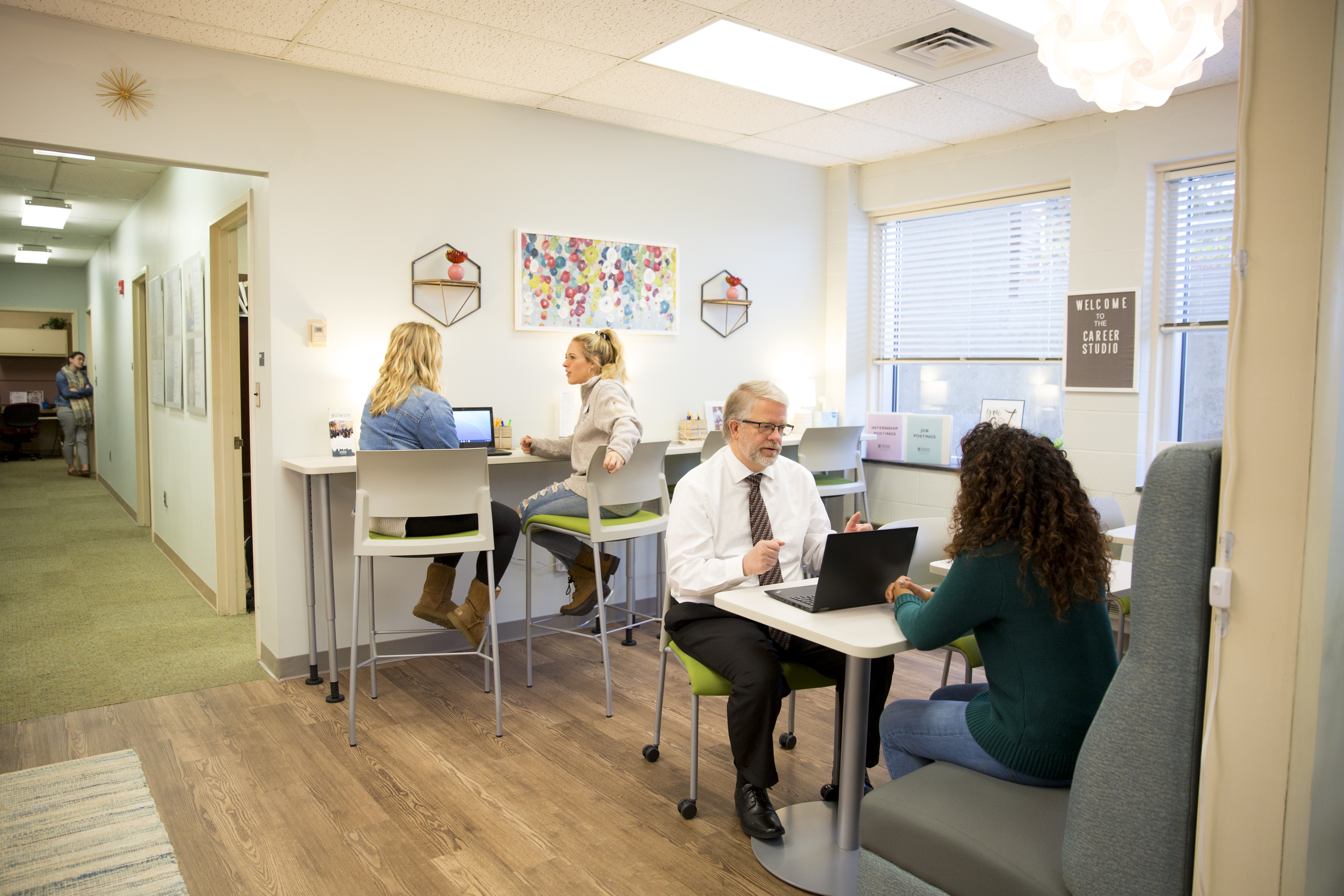 Students and staff in Career Center