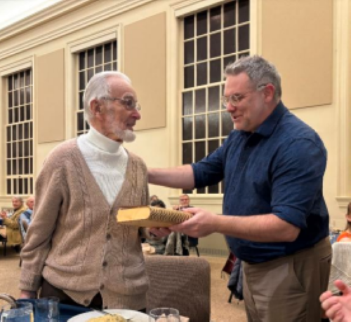 Chad Frey, Friends Chair, with Dr. E. Morris Sider