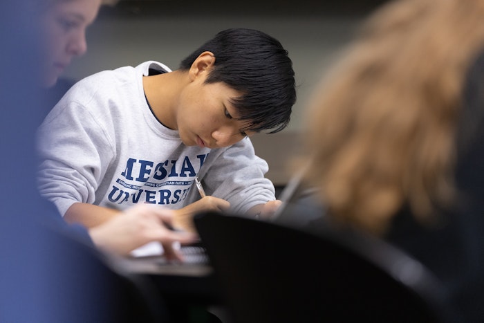 A student writing 