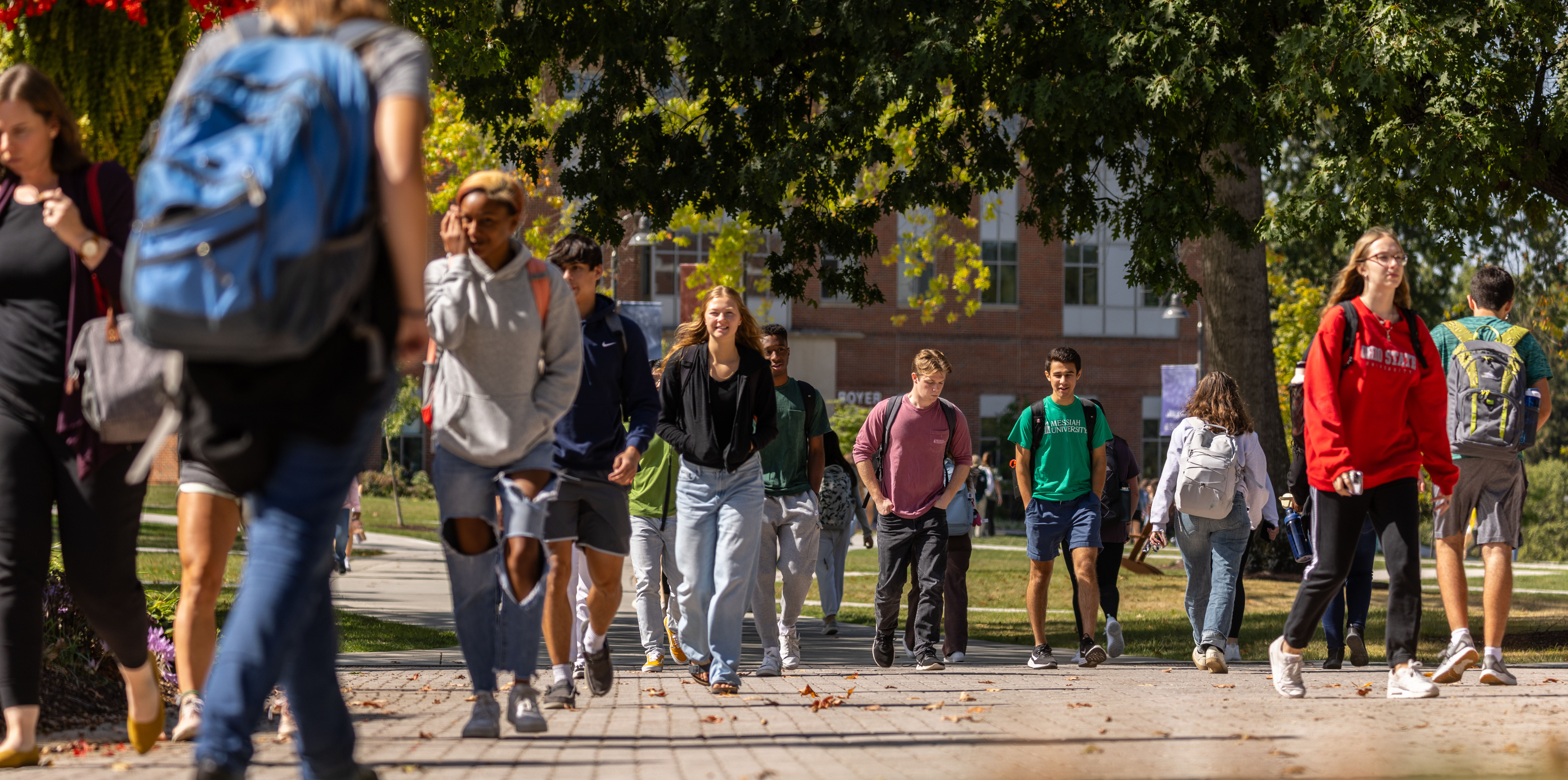 students walking to class