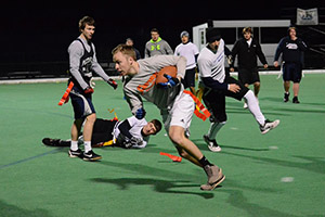 Male Students playing recreational sports.