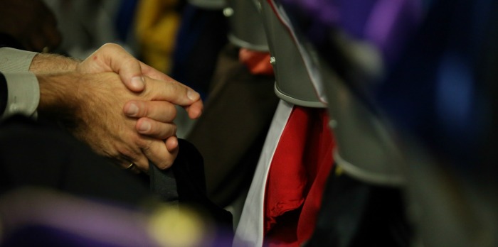 Praying hands in chapel