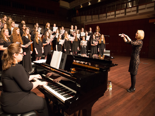 Students in choir performance.