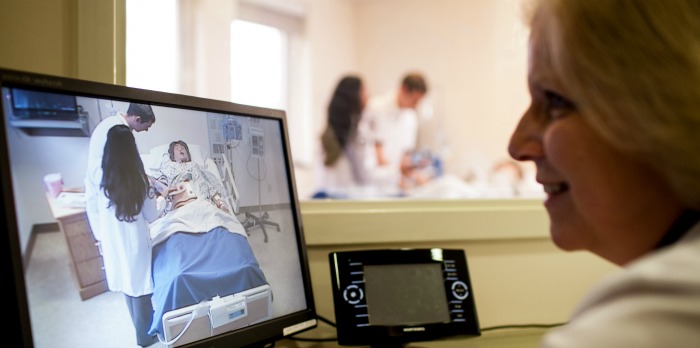 nurse at computer