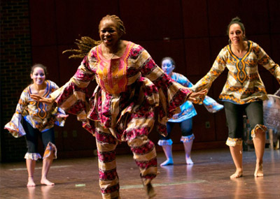 African dancers on stage at Messiah University