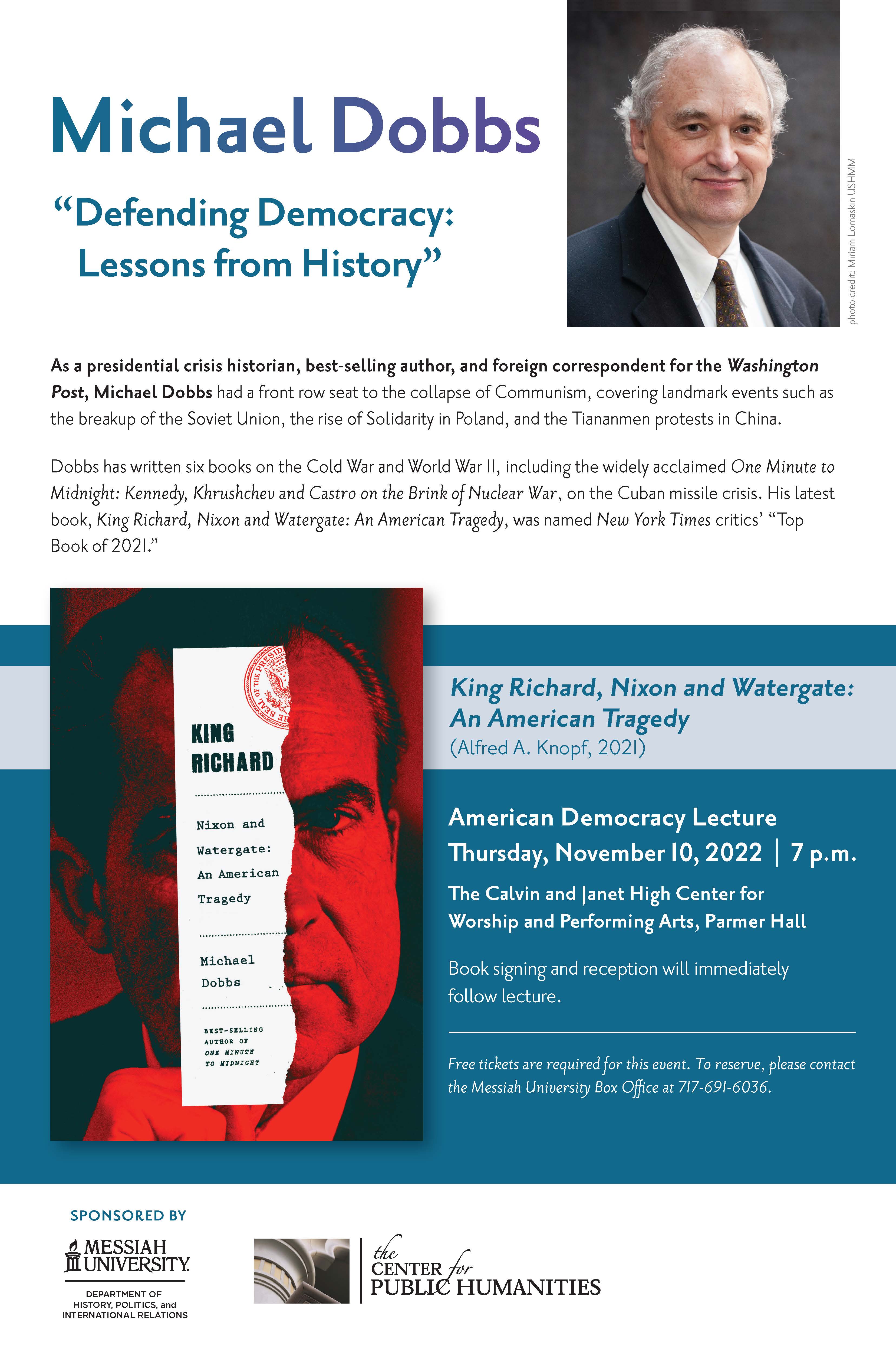 American democracy lecture poster michael dobbs
