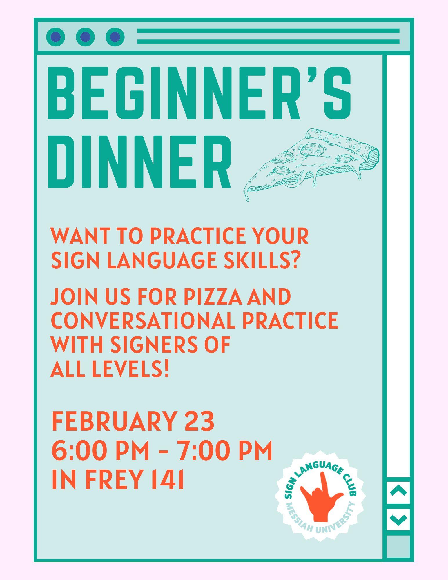 Beginners dinner flyer 22324