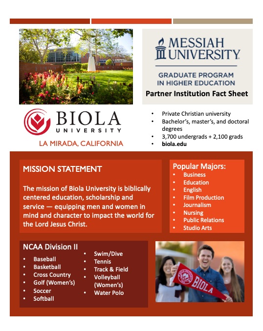 Biola University Campus Fact sheet