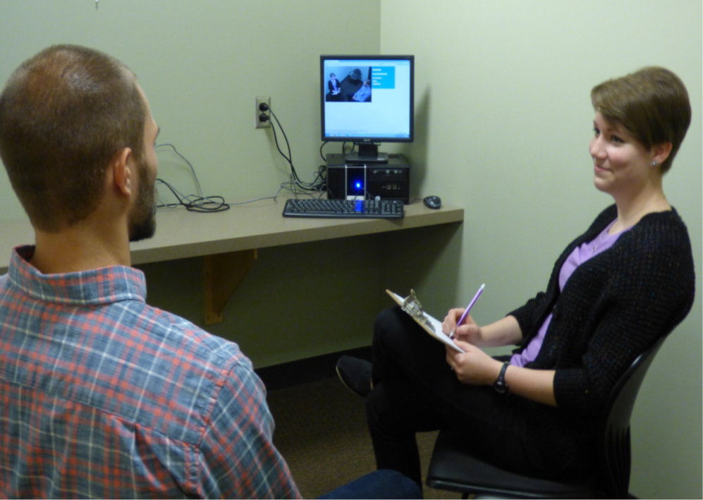 2 students in mock counseling session