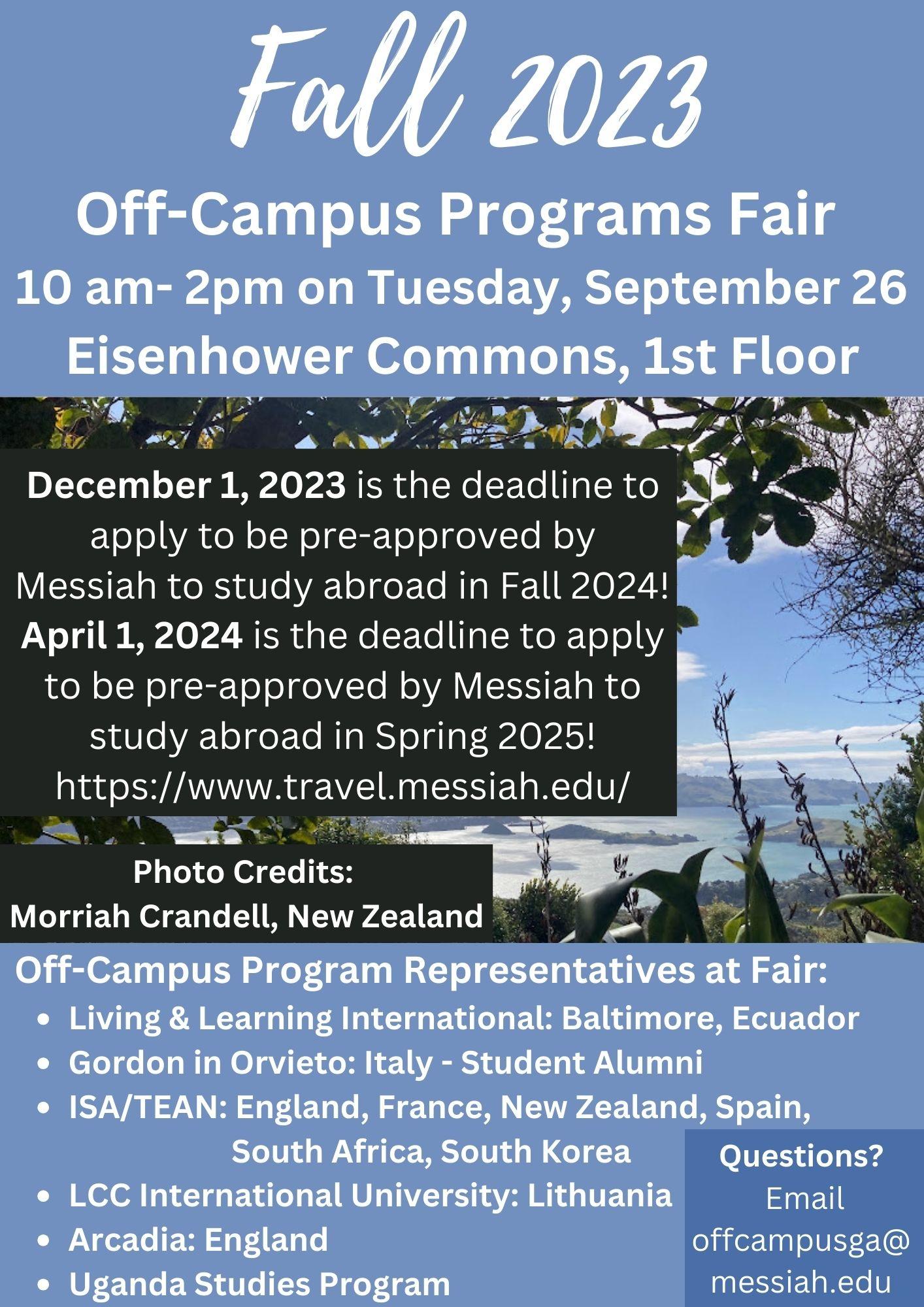 Fall 2023 offcampus programs fair