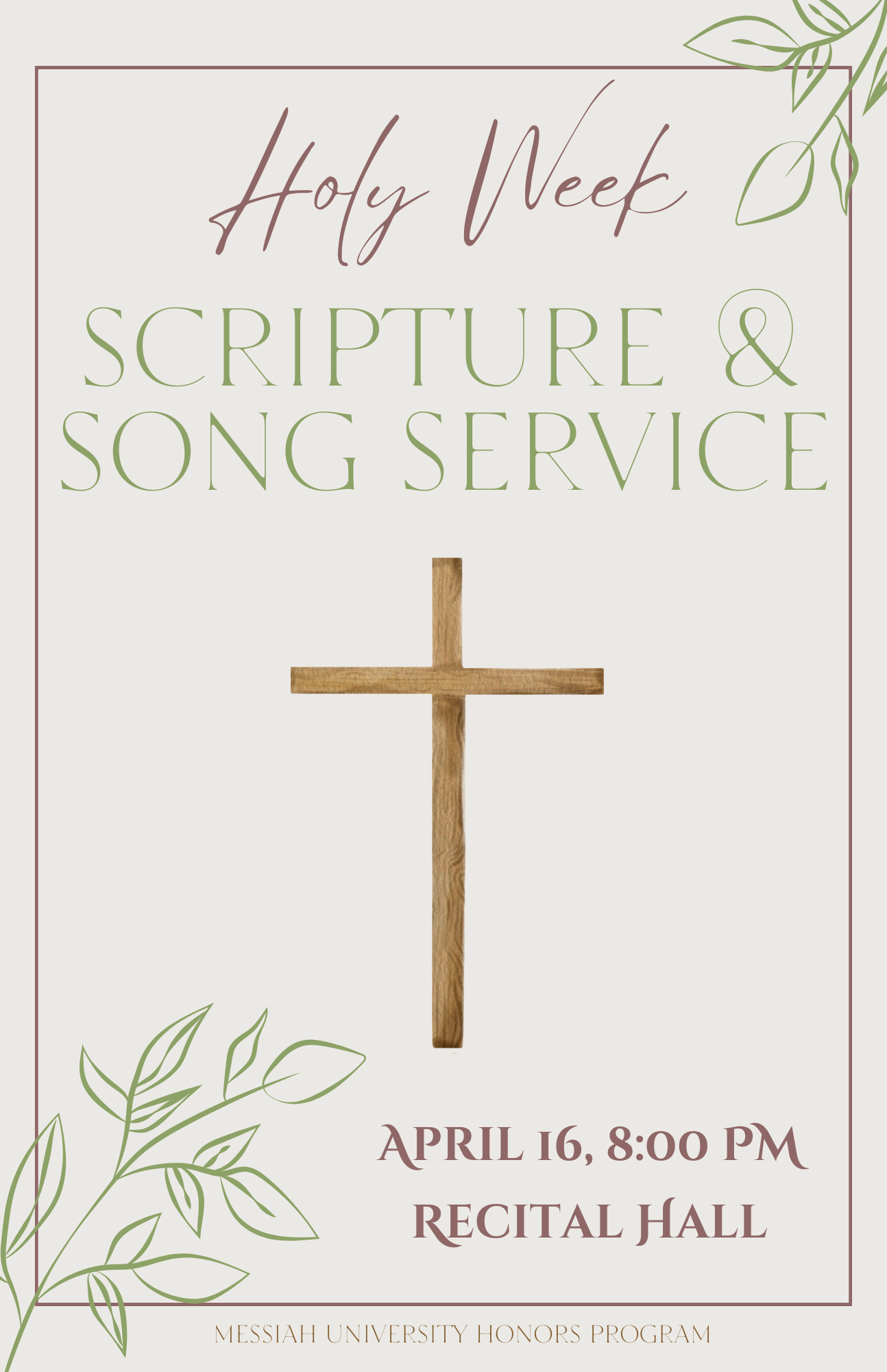 Holy week scripture and song service poster