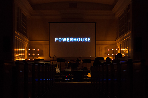 A picture of the stage before Powerhouse performance.