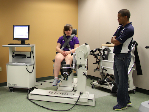 female student in human performance lab