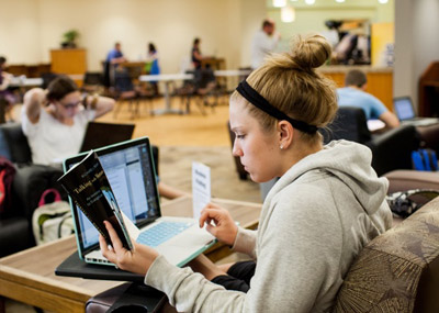 Student working on laptop