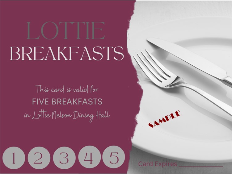 An image of a coupon for five Lottie breakfasts.