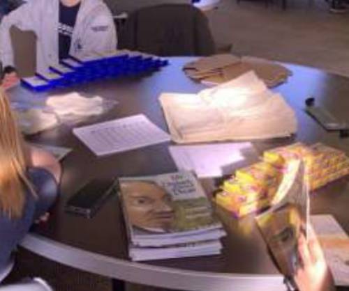 Items used in the literacy kits compiled on MLK Day.