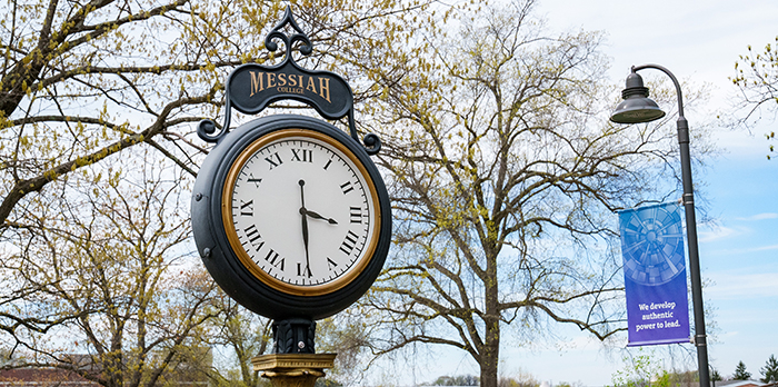 clock on the campus of messiah university