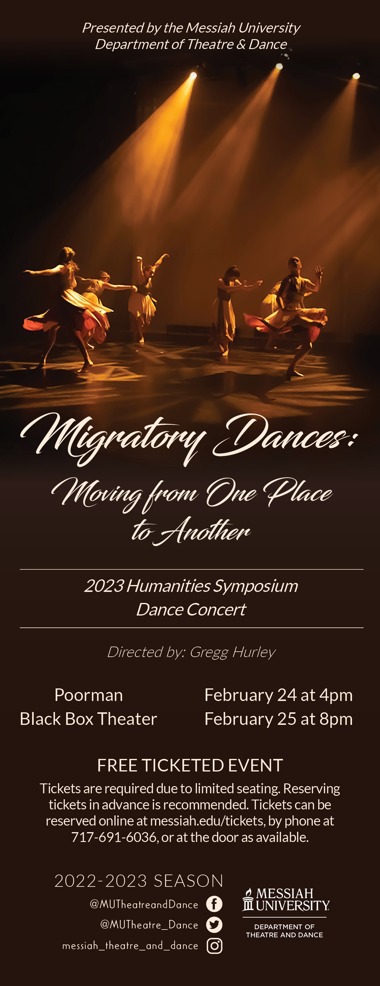 Migratory dances moving from one place to another 2023 humanities symposium poster