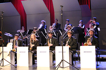 Students playing at a big band.